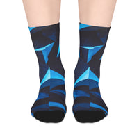 Abstract Blue Geometric Mid-Length Socks
