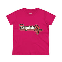 Exquisite 24 Sticker Logo Women's Graphic Tee – Black with Gold Rim