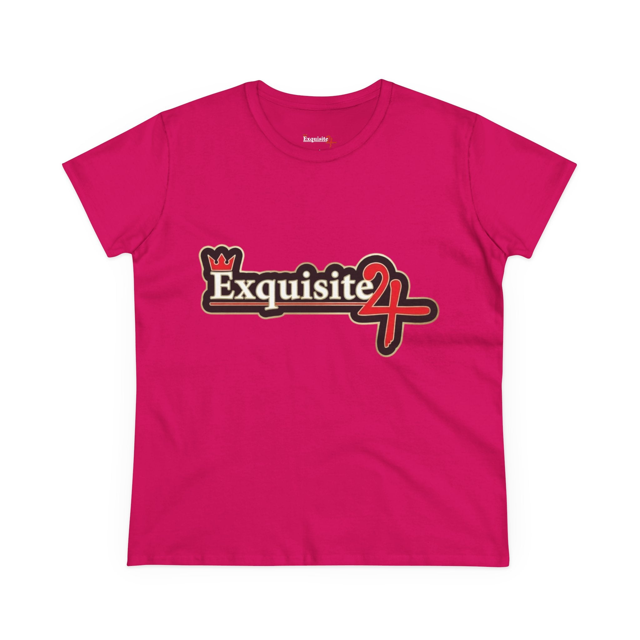 Exquisite 24 Sticker Logo Women's Graphic Tee – Black with Gold Rim