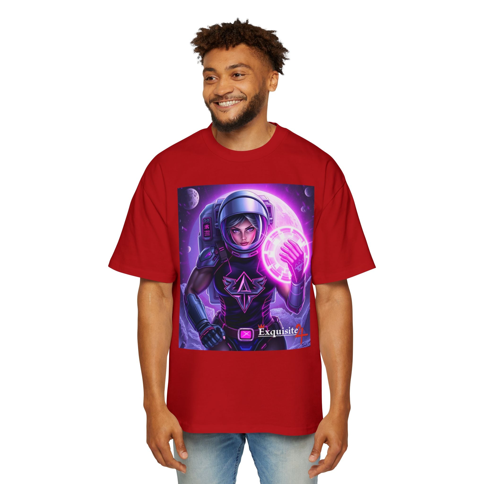 Astronaut Warrior Tee — Neon Space Mage Graphic T-Shirt