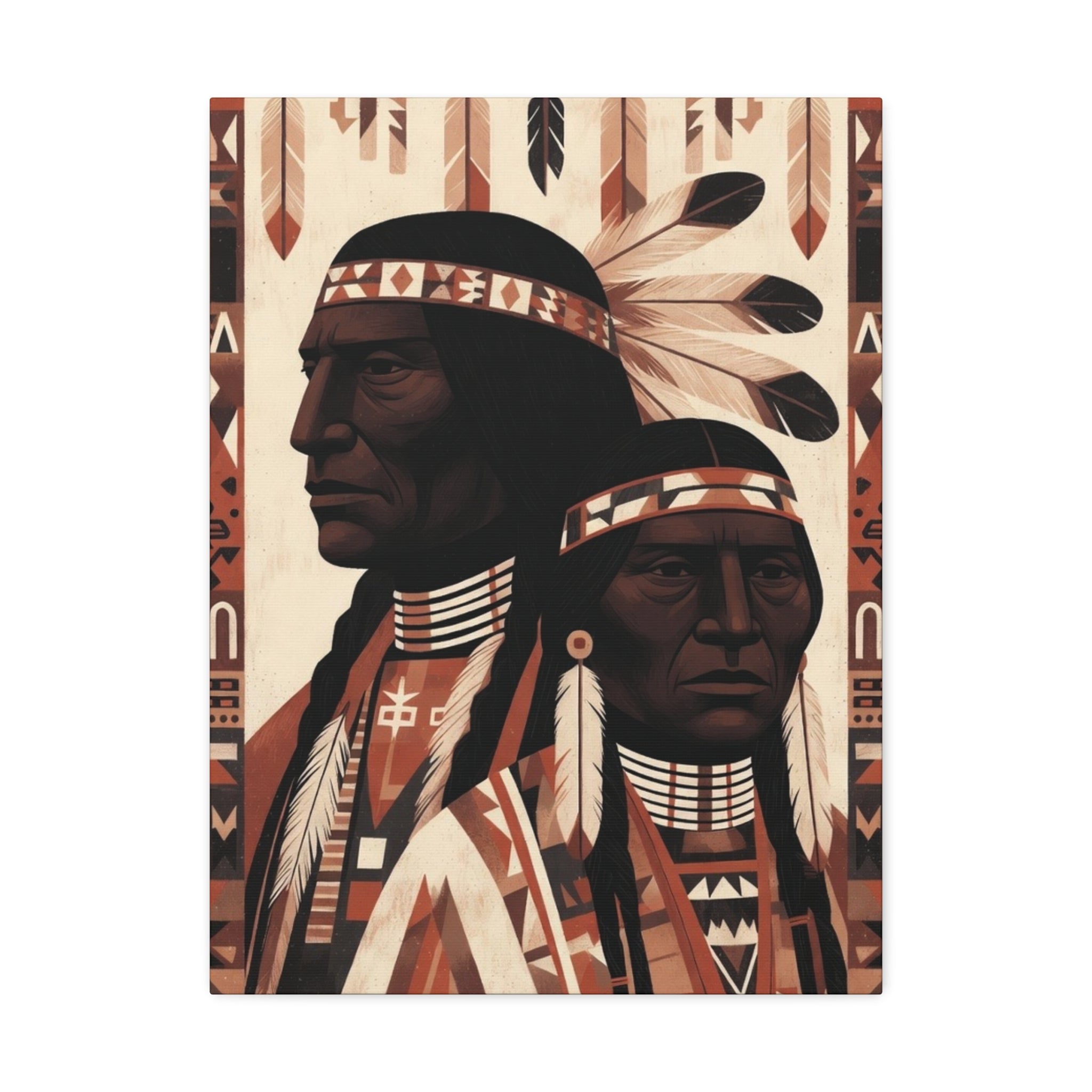 Aboriginal American Chiefs Portrait Stretched Canvas