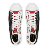 High Top Sneakers — Red & Black 'Exquisite 24' Logo Patterned Women's Canvas Shoes