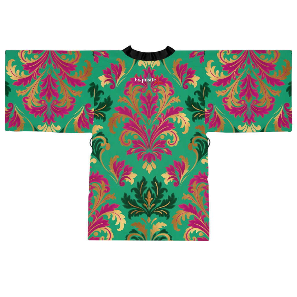 Kimono Robe - Vibrant Teal & Magenta Damask Lounge Kimono