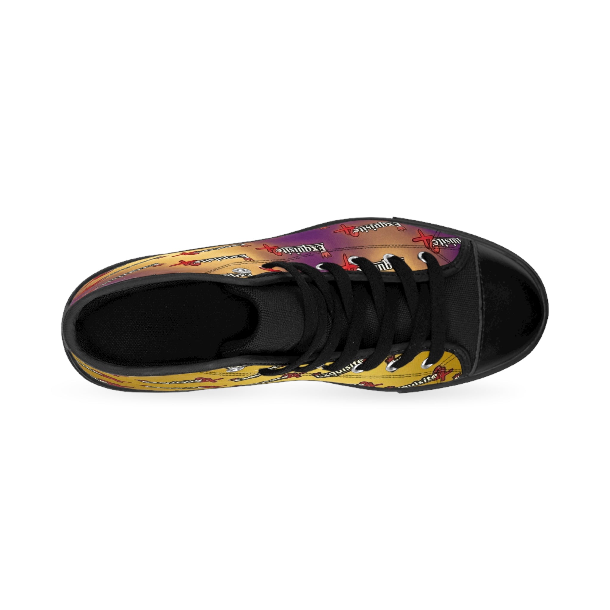 High-Top Sneakers — Purple-Yellow Gradient 'Exquisite 24' Print