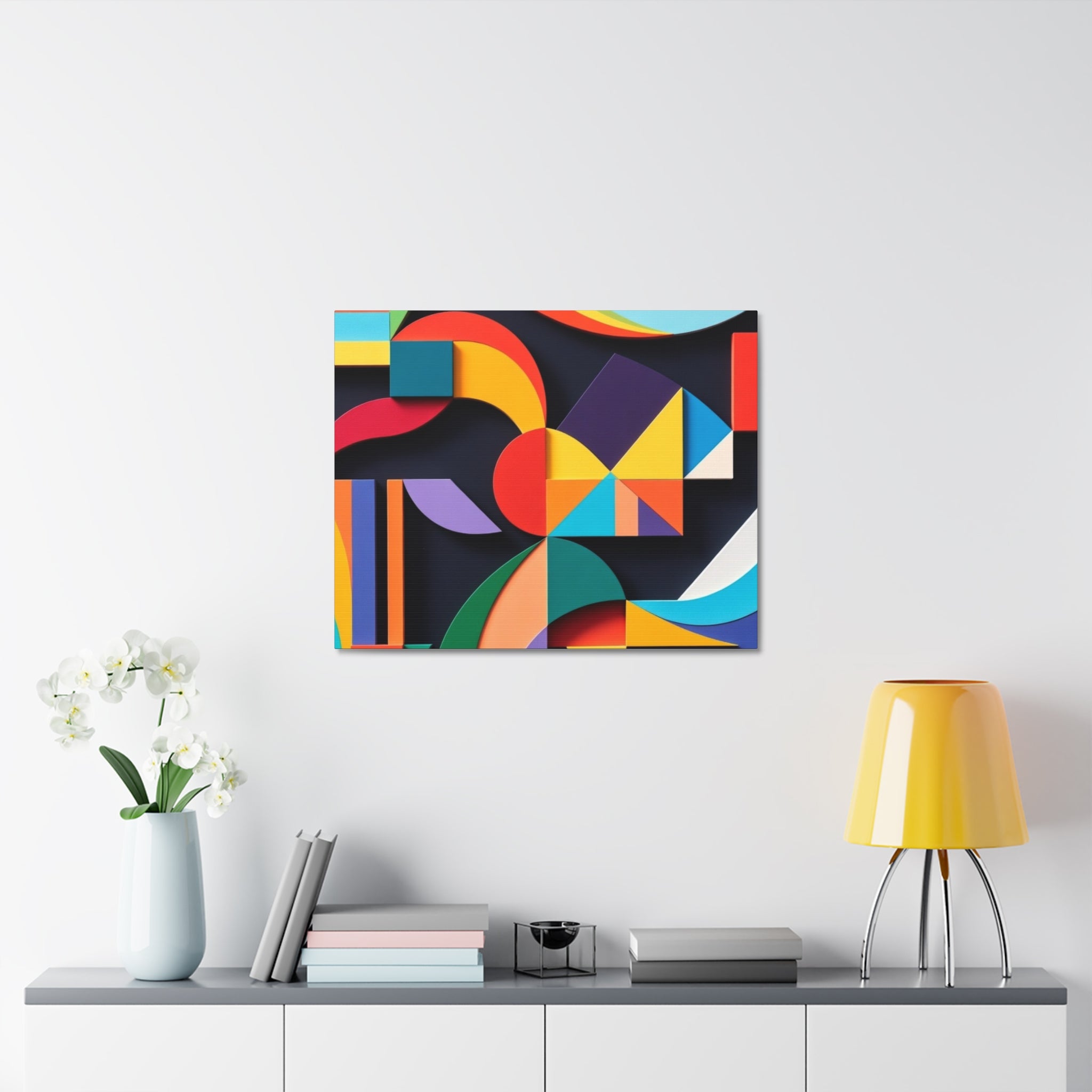 Abstract Geometric Stretched Canvas – Colorful Modern Wall Art