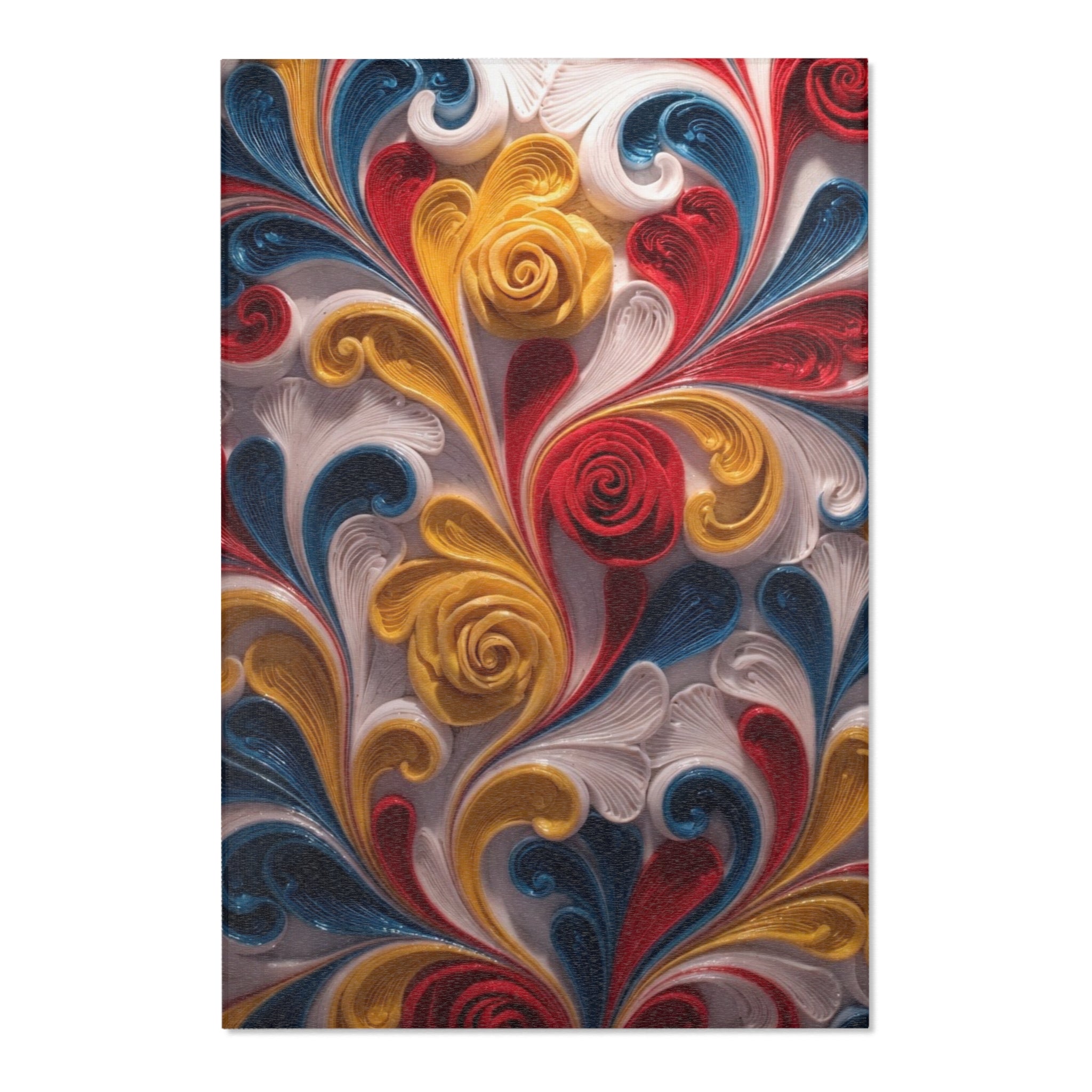 Abstract Floral Swirl Area Rug — Colorful Boho Decorative Accent Rug