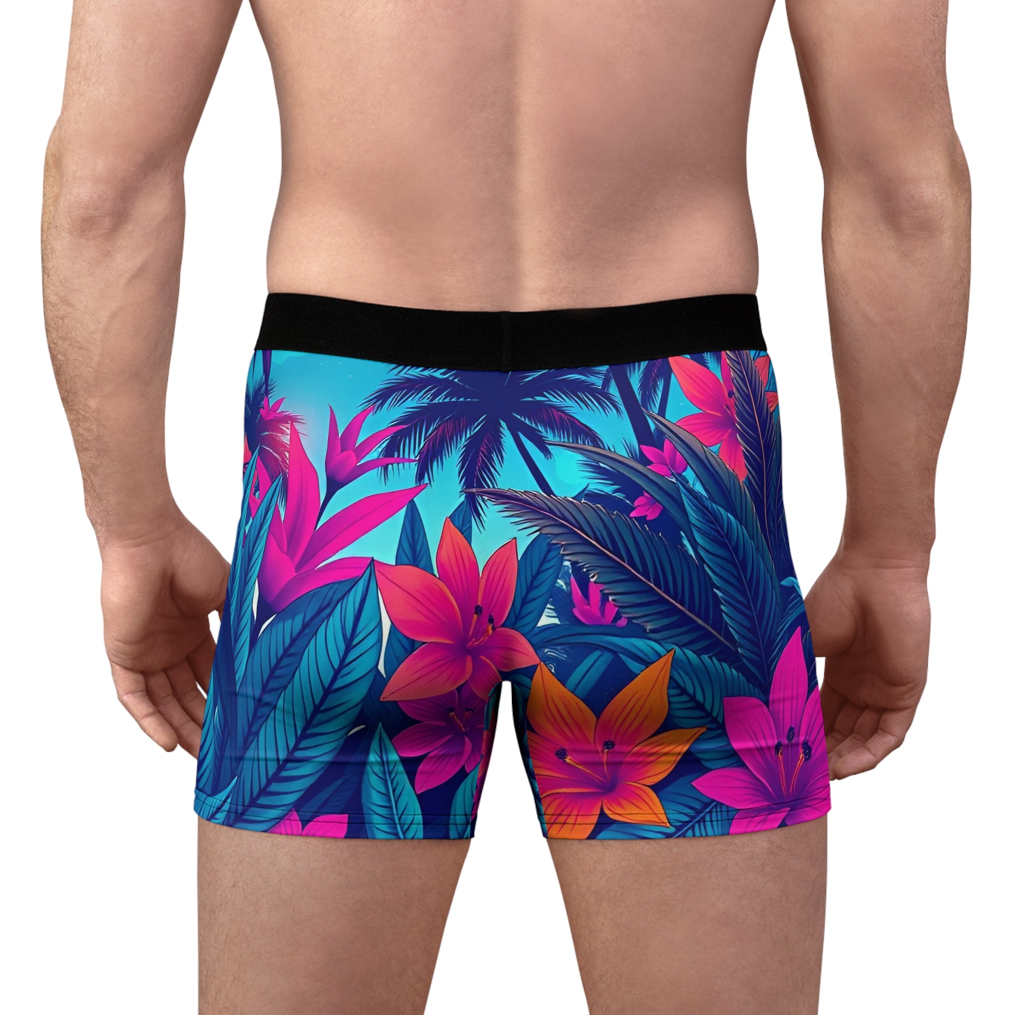 Tropical Palm Boxer Briefs — Men's Floral Hawaiian All-Over Print