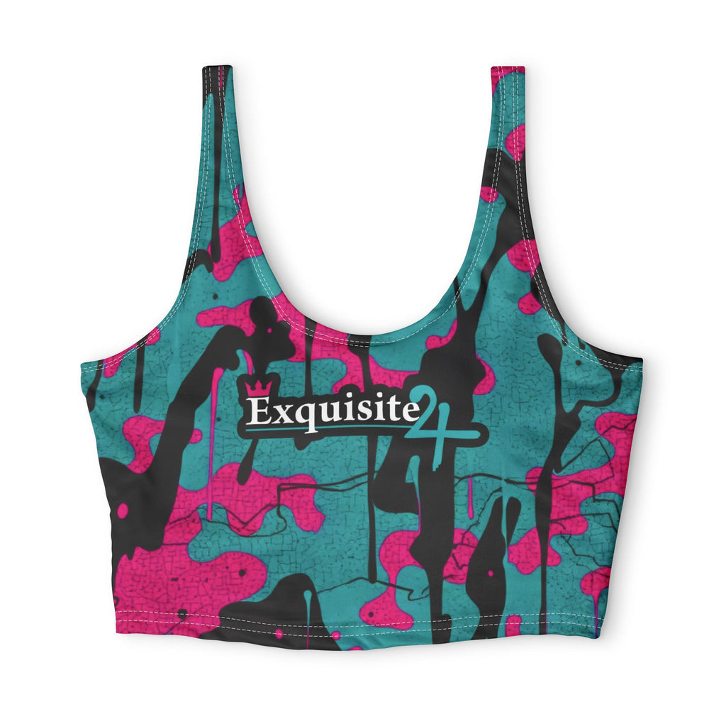 Pink Teal Camo 'Exquisite 24' Sports Bra