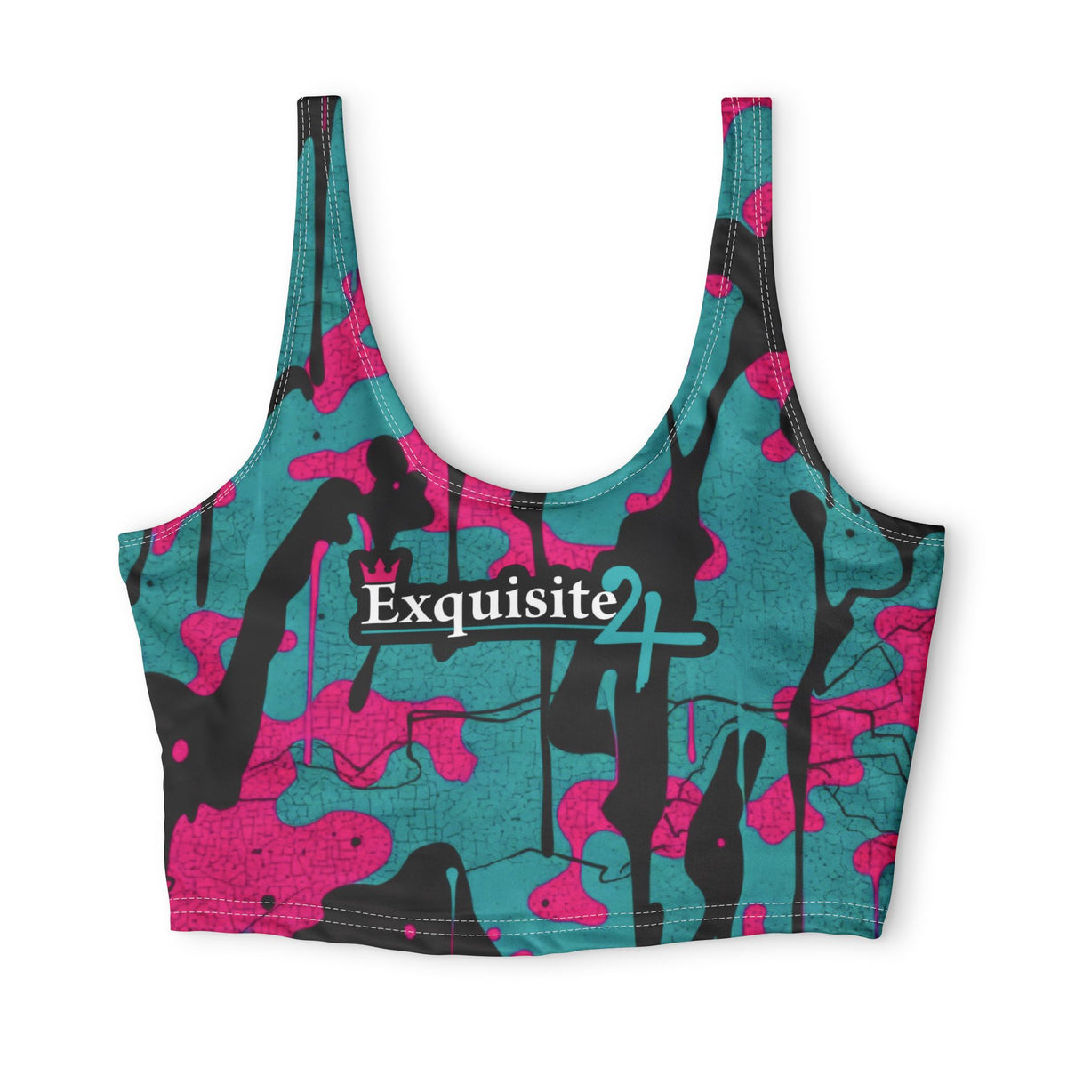 Pink Teal Camo 'Exquisite 24' Sports Bra