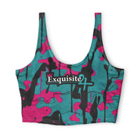 Pink Teal Camo 'Exquisite 24' Sports Bra