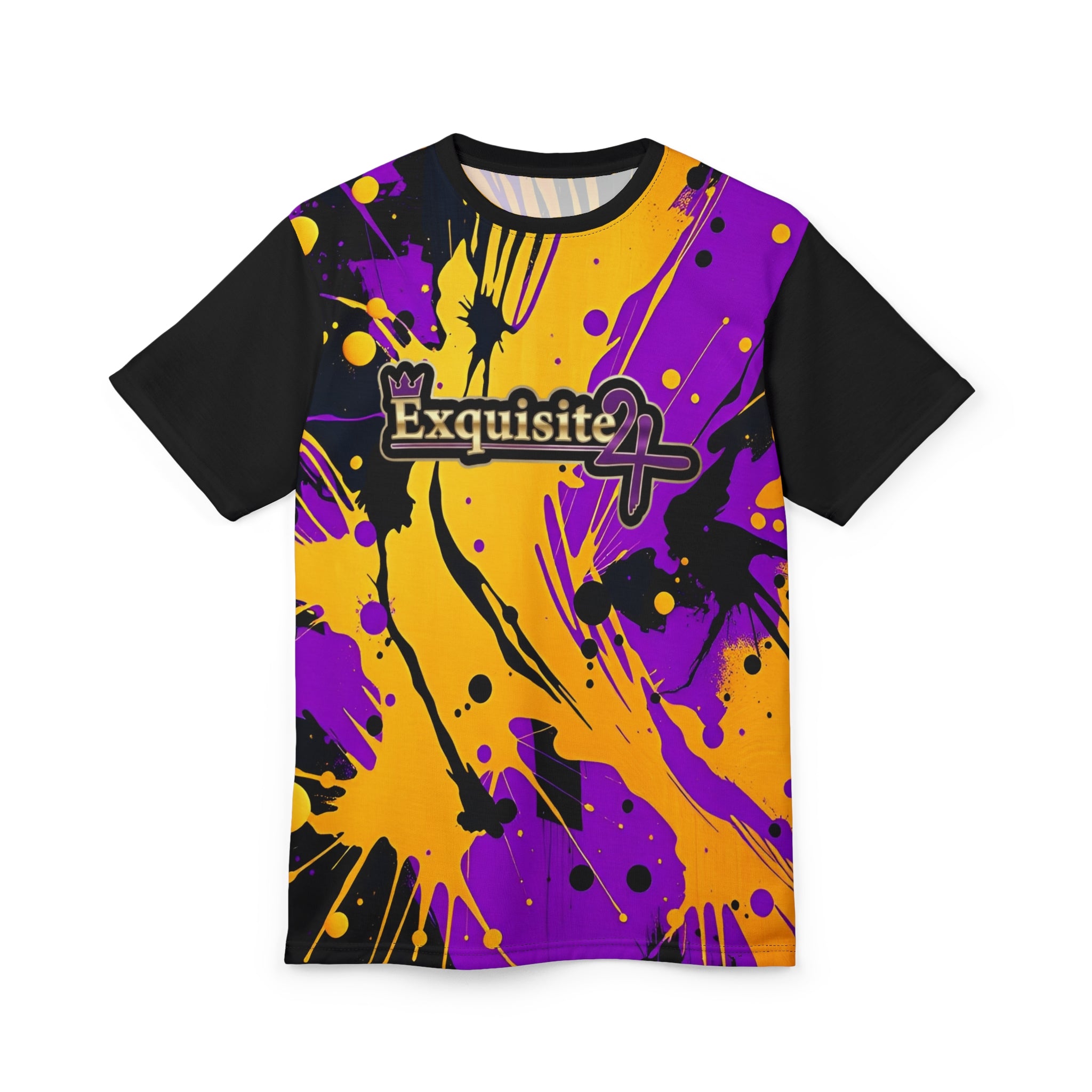 Exquisite 24 Purple & Yellow Paint-Splash All-Over Print Tee