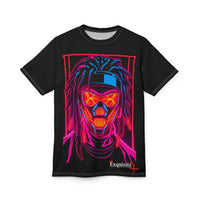 Cyberpunk Masked Dreadlocks Tee — Neon Futuristic Graphic T-Shirt