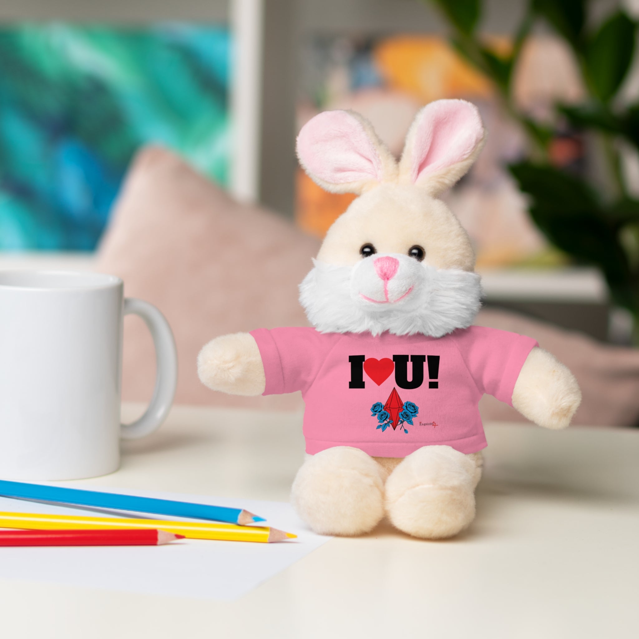 Plush Bear with Branded Tee – Red Diamond and Blue Roses Teddy