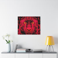 Red Panther Canvas Wall Art — Bold Neon Portrait Stretched Canvas
