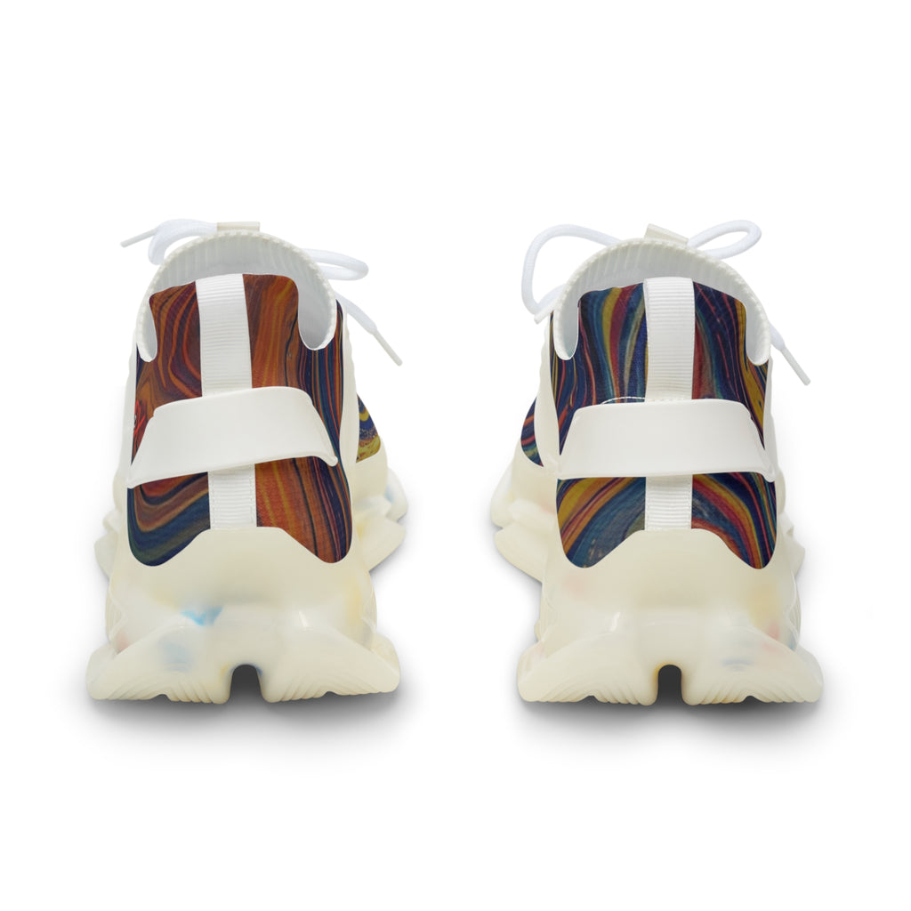 Retro Swirl Athletic Shoes with Marble Wave Design