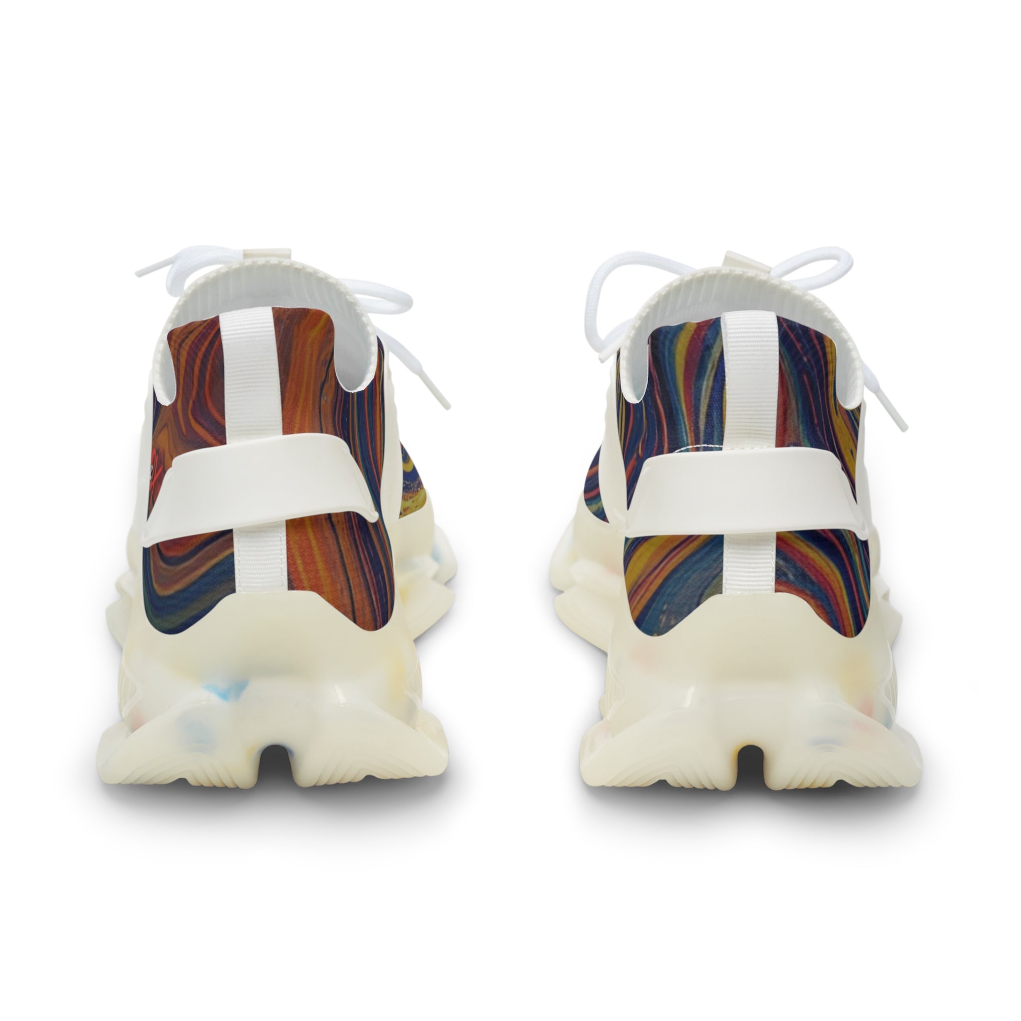 Retro Swirl Athletic Shoes with Marble Wave Design