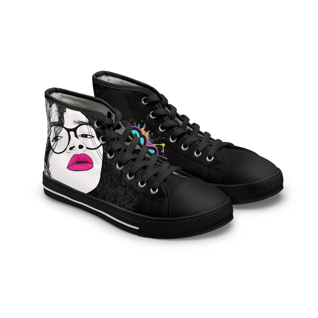Women's High Top Sneakers — Bold Pop Art Face Design