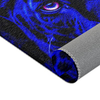 Blue Leopard Area Rug – Bold Neon Leopard Accent Rug for Living Room, Bedroom & Game Room
