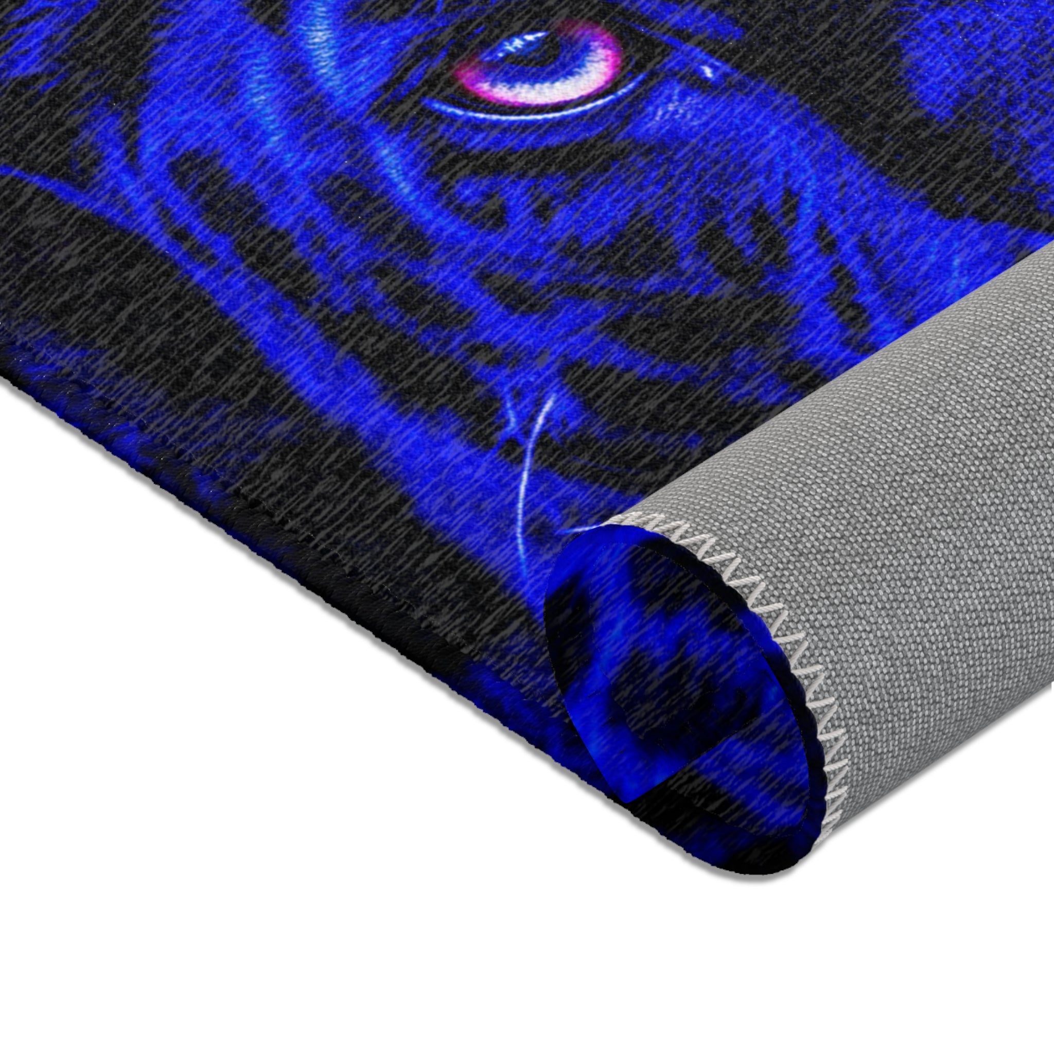 Blue Leopard Area Rug – Bold Neon Leopard Accent Rug for Living Room, Bedroom & Game Room