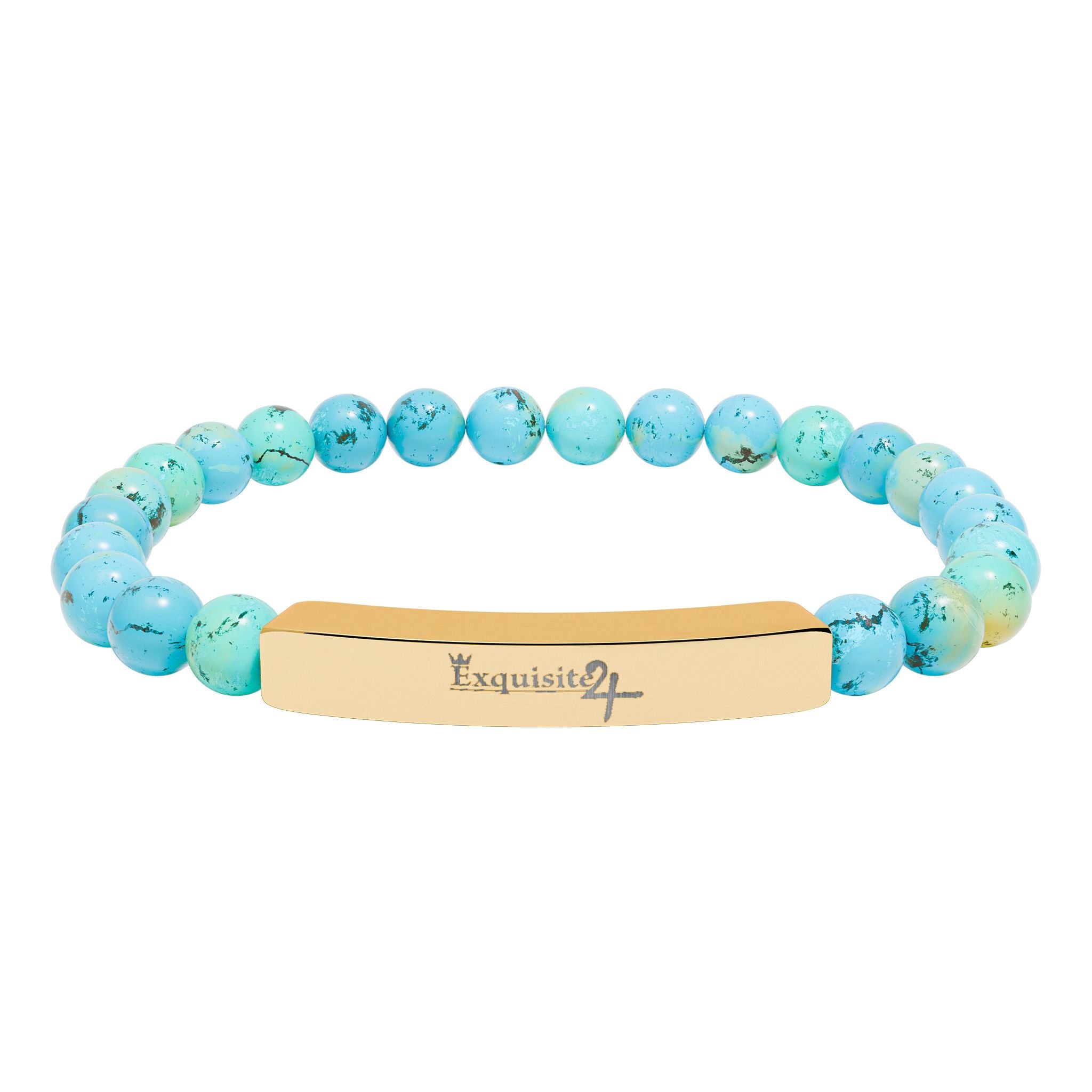 Exquisite 24 Engraved Natural Stone Bead Bar Bracelet