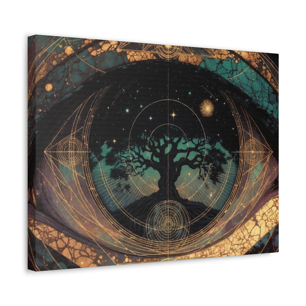 Mystic Tree of Life Stretched Canvas – Spiritual Cosmic Wall Art