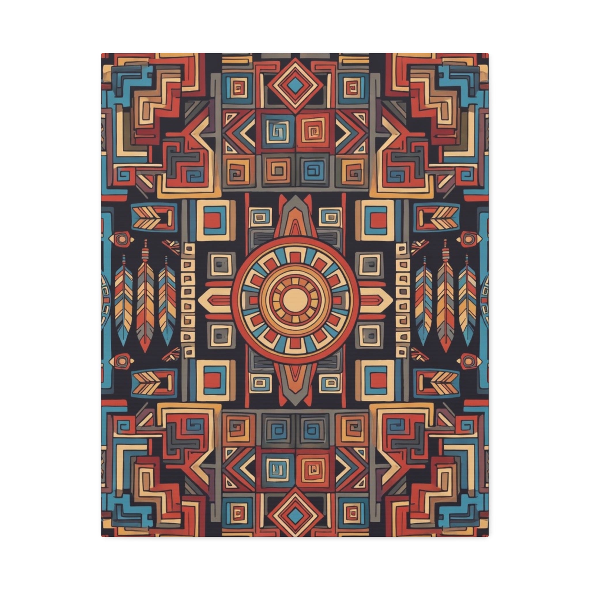 Southwestern Geometric Canvas Art — Tribal Mandala Wall Decor