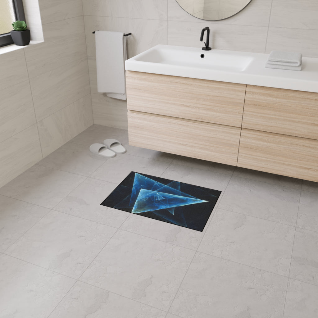 Geometric Blue Triangle Heavy-Duty Floor Mat