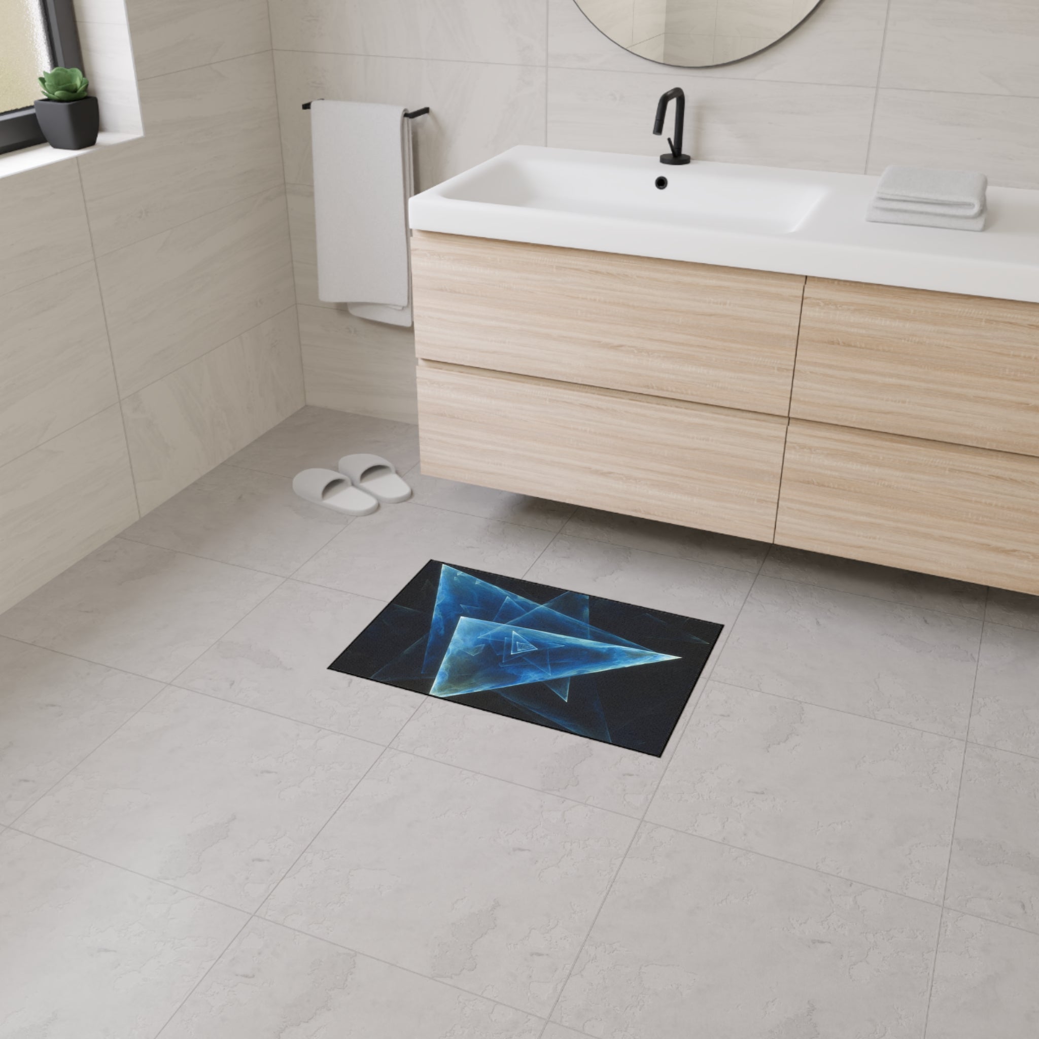 Geometric Blue Triangle Heavy-Duty Floor Mat