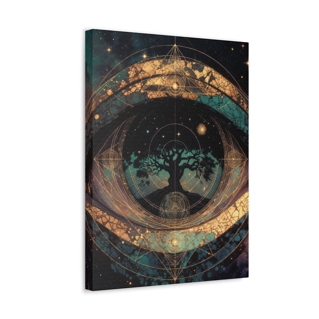 Mystic Tree of Life Stretched Canvas – Spiritual Cosmic Wall Art