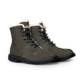 Women's Gray Quilt Print Leather Fur-Lined Boots