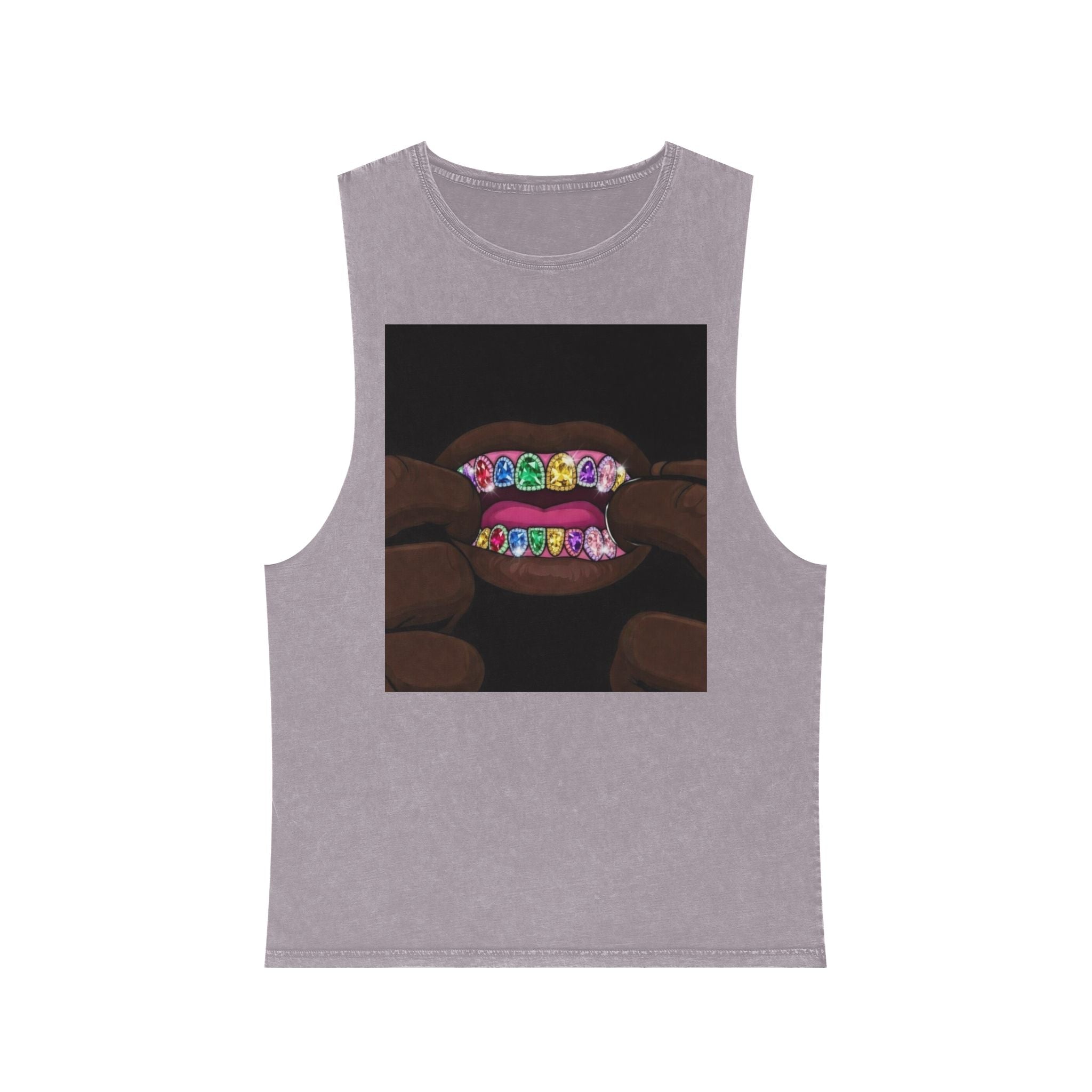 Stonewash Tank Top — Colorful 'Exquisite 24' Grillz Graphic