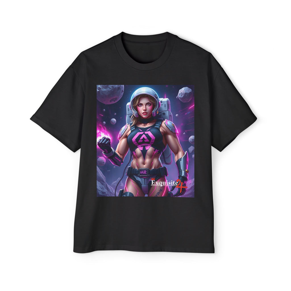 Astronaut Warrior Graphic Tee — Men's Sci‑Fi Space Gamer Oversized Shirt