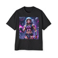 Astronaut Warrior Graphic Tee — Men's Sci‑Fi Space Gamer Oversized Shirt