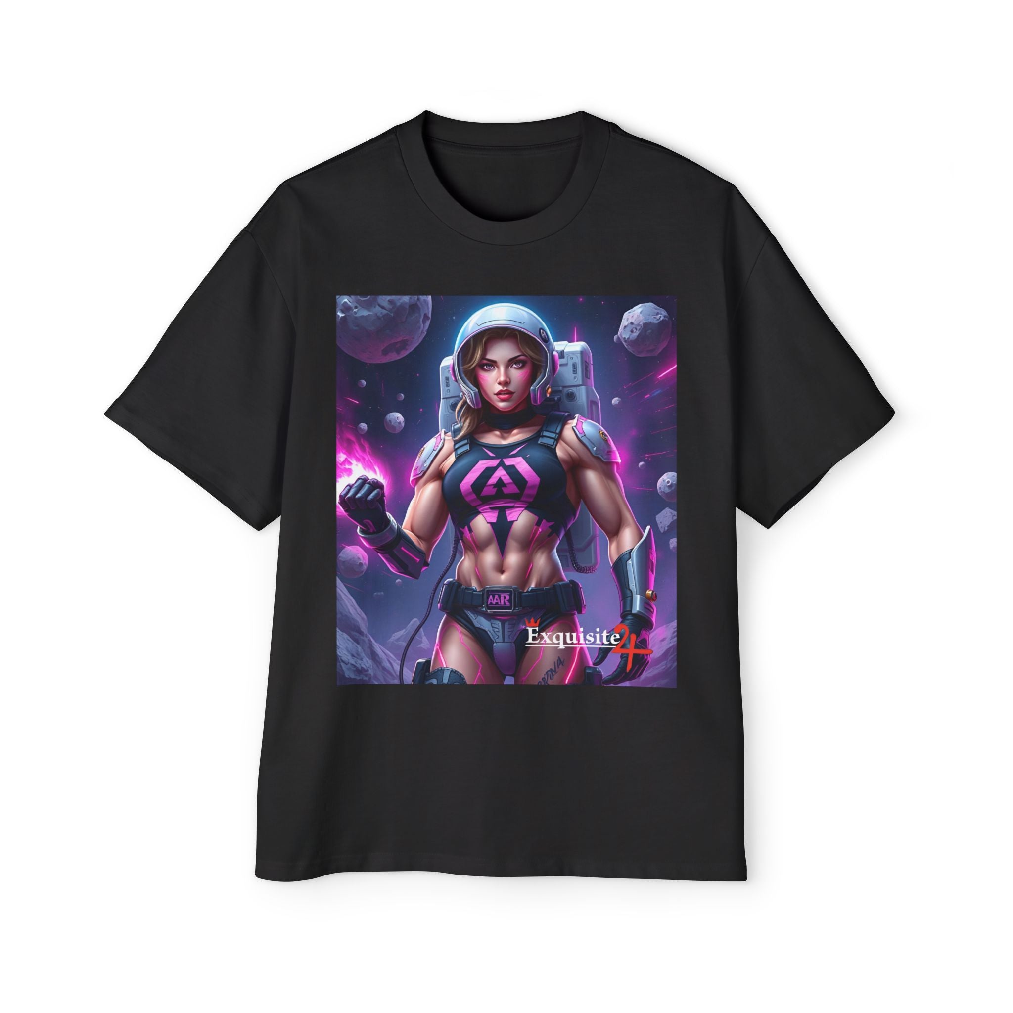 Astronaut Warrior Graphic Tee — Men's Sci‑Fi Space Gamer Oversized Shirt