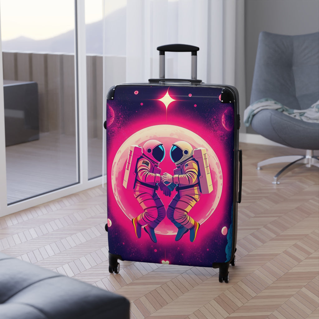 Cosmic Love Suitcase – Pink Astronaut Couple Carry-On