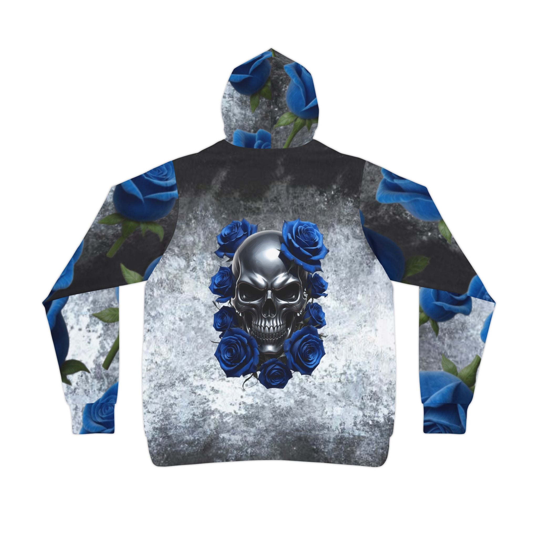 Blue Rose Skull Athletic Hoodie