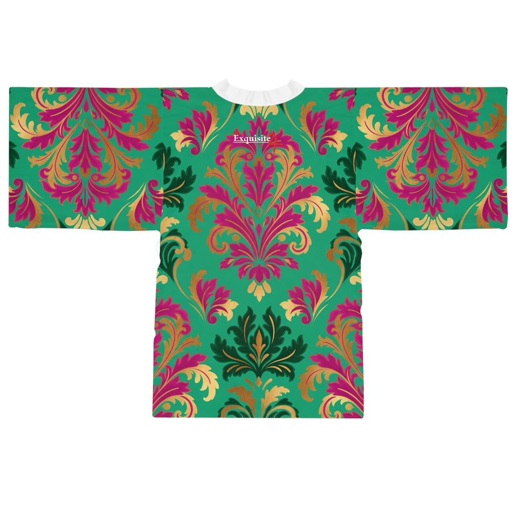 Kimono Robe - Vibrant Teal & Magenta Damask Lounge Kimono