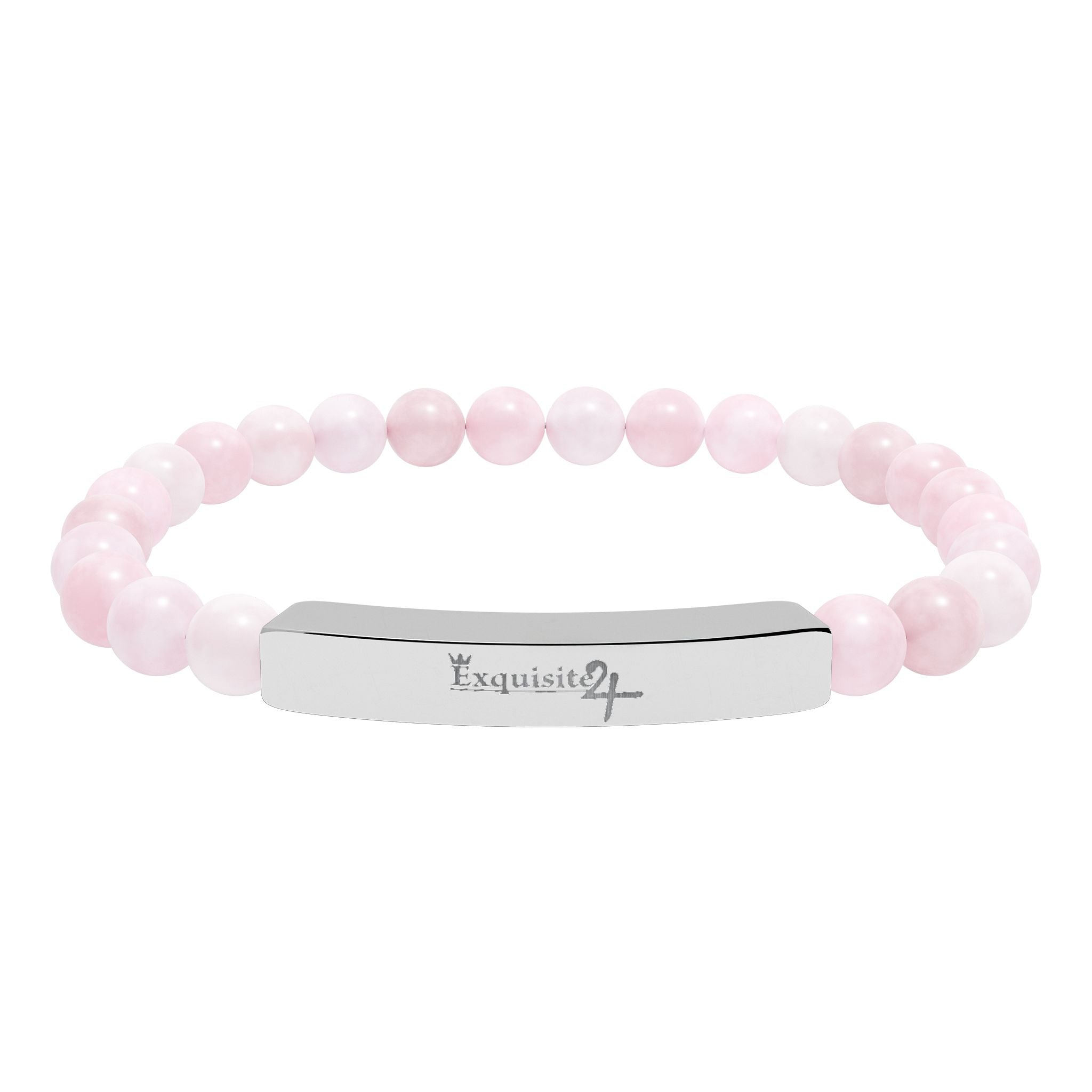 Exquisite 24 Engraved Natural Stone Bead Bar Bracelet