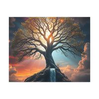 Tree of Light Stretched Canvas Wall Art – Inspirational Fantasy Landscape