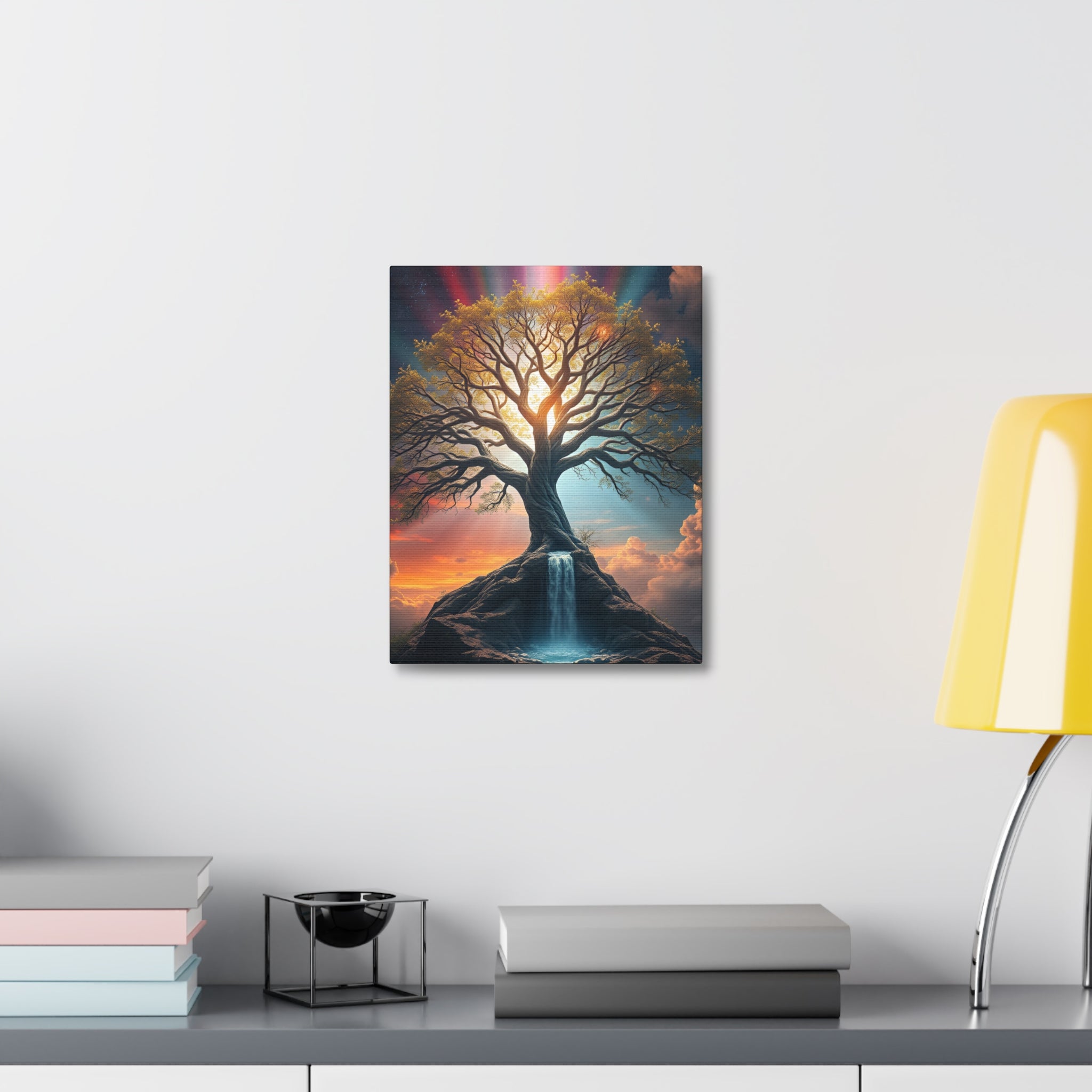 Tree of Light Stretched Canvas Wall Art – Inspirational Fantasy Landscape