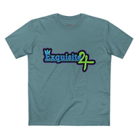 Exquisite 24 Sticker Logo Graphic Tee – Neon Blue-Green