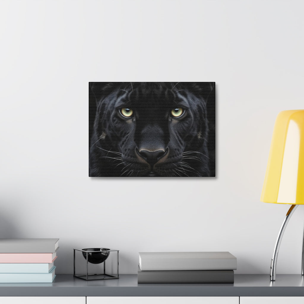 Black Panther Wall Canvas — Intense Close-Up Stretched Canvas Art