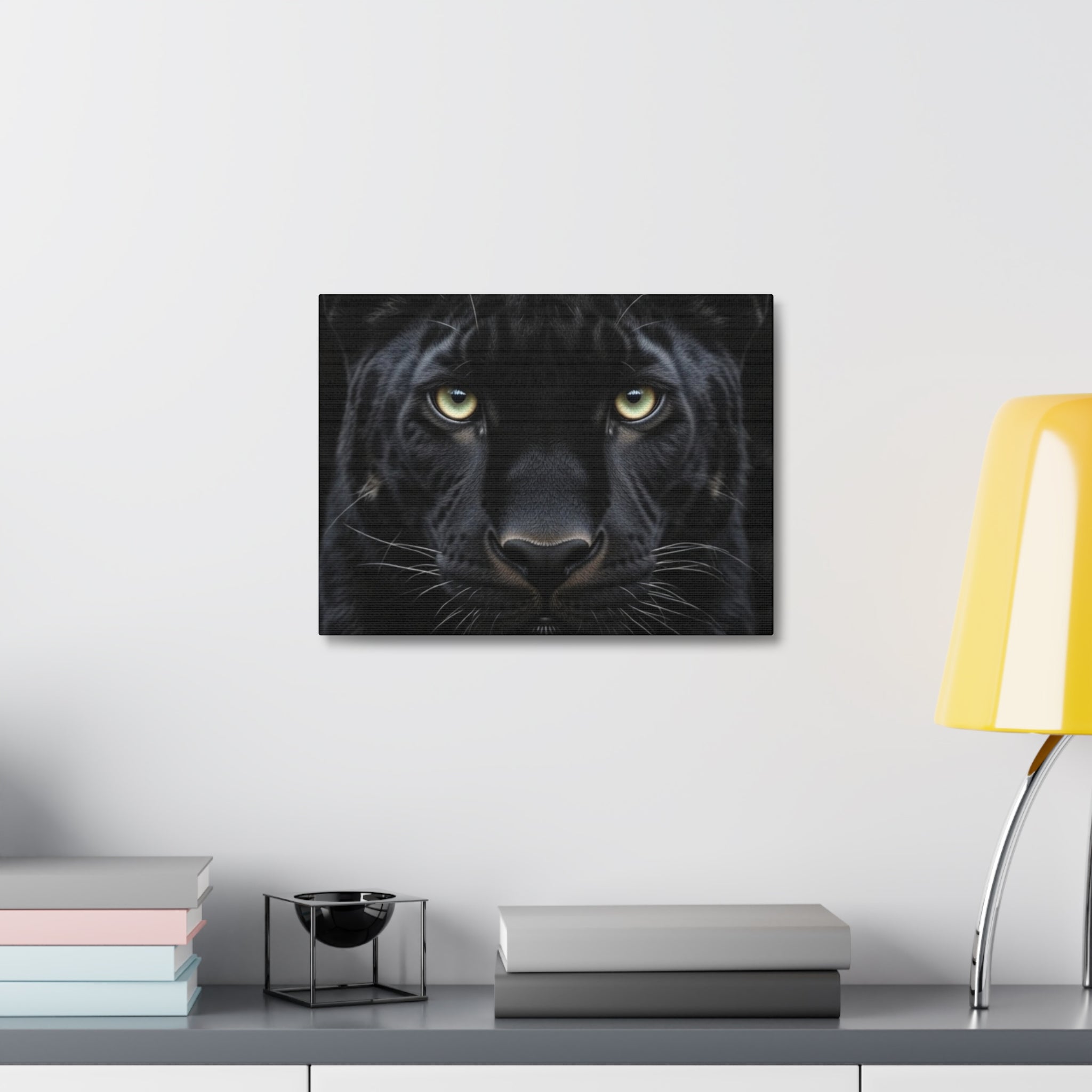 Black Panther Wall Canvas — Intense Close-Up Stretched Canvas Art