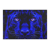 Blue Leopard Area Rug – Bold Neon Leopard Accent Rug for Living Room, Bedroom & Game Room