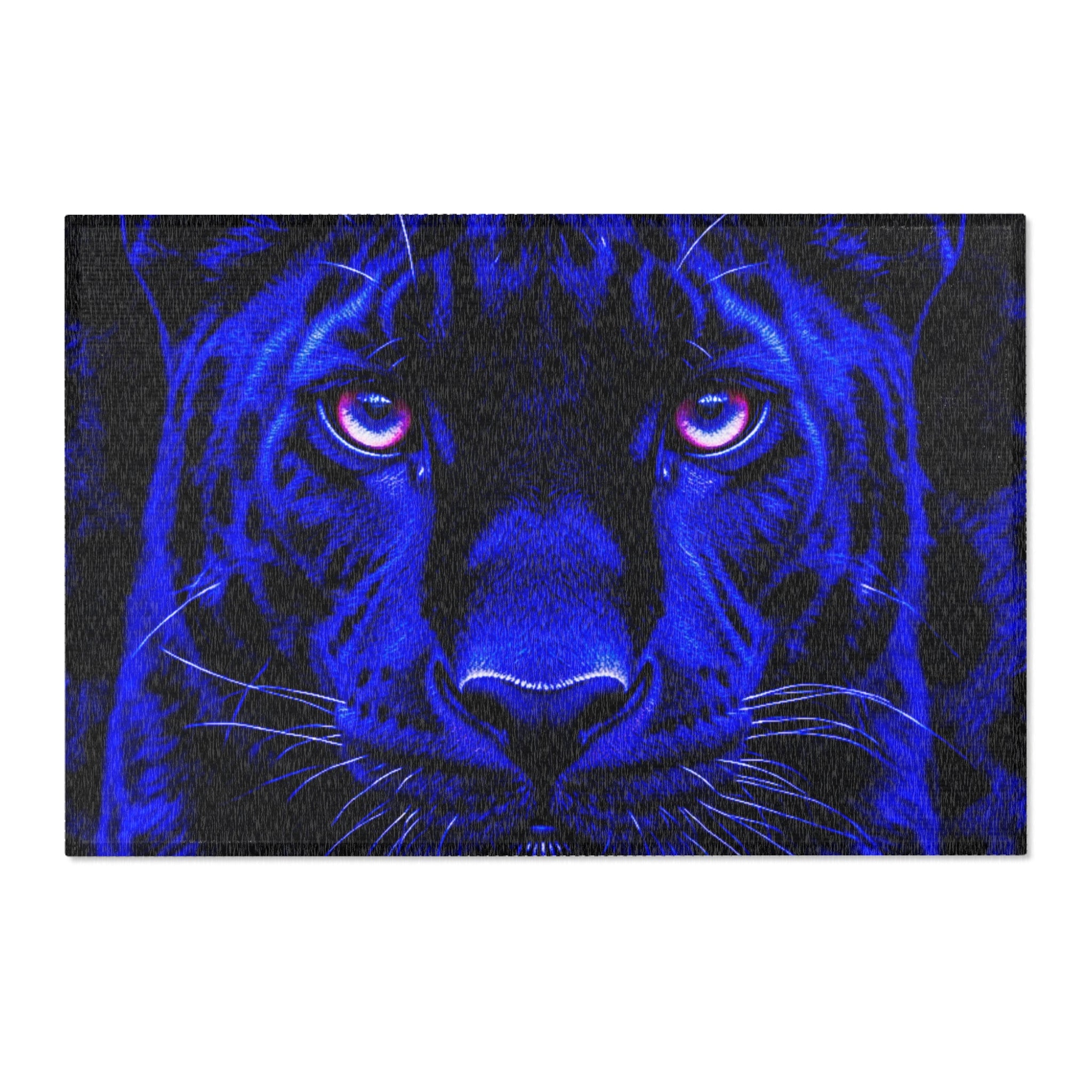 Blue Leopard Area Rug – Bold Neon Leopard Accent Rug for Living Room, Bedroom & Game Room