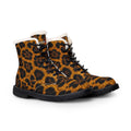 Women's  Leopard Print Fur-Lined Leather Boots