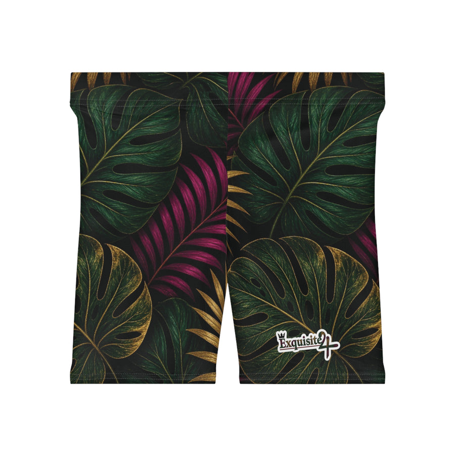 Tropical Leaf Biker Shorts