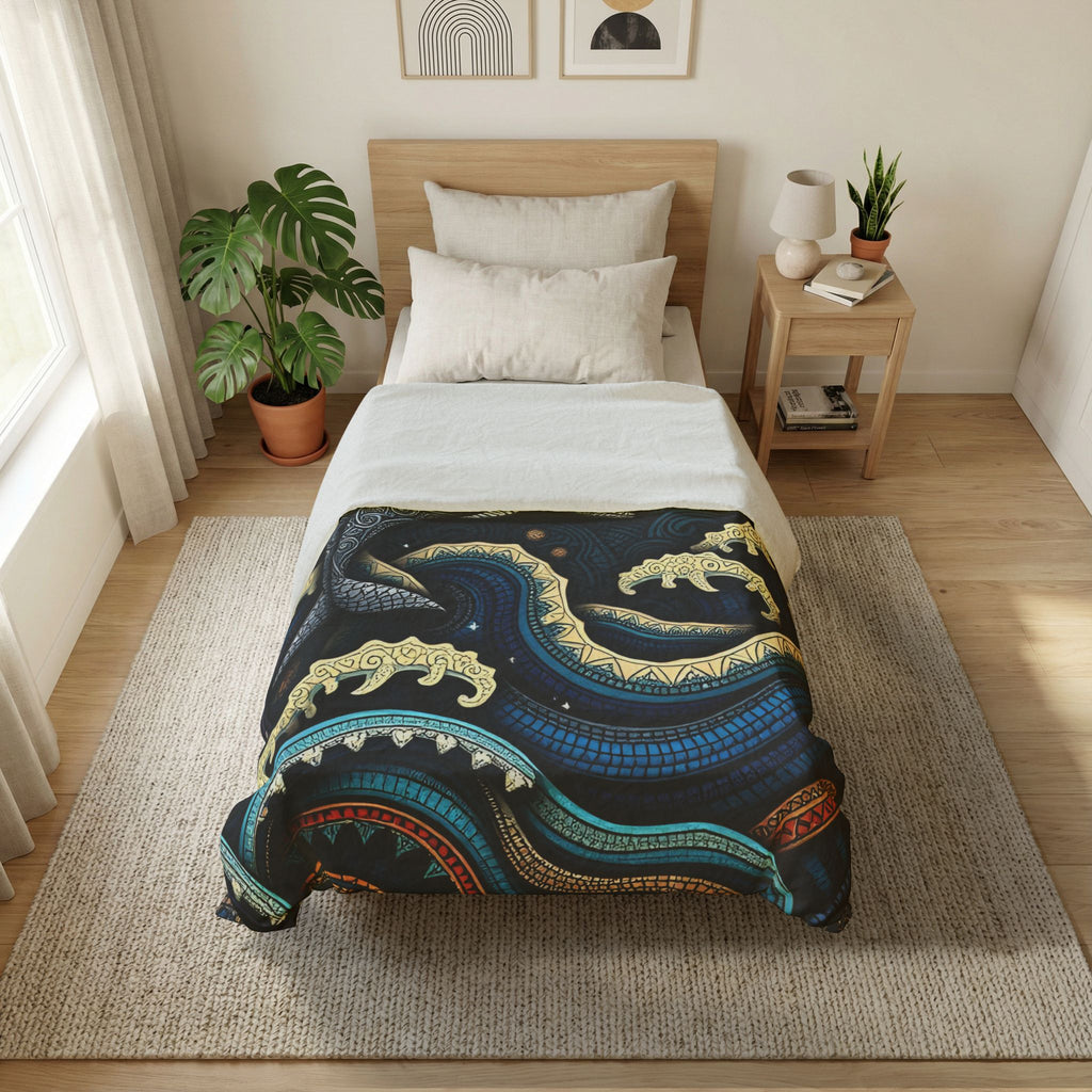 Dolphin Waves Duvet Cover — Nautical Boho Cotton Bedding