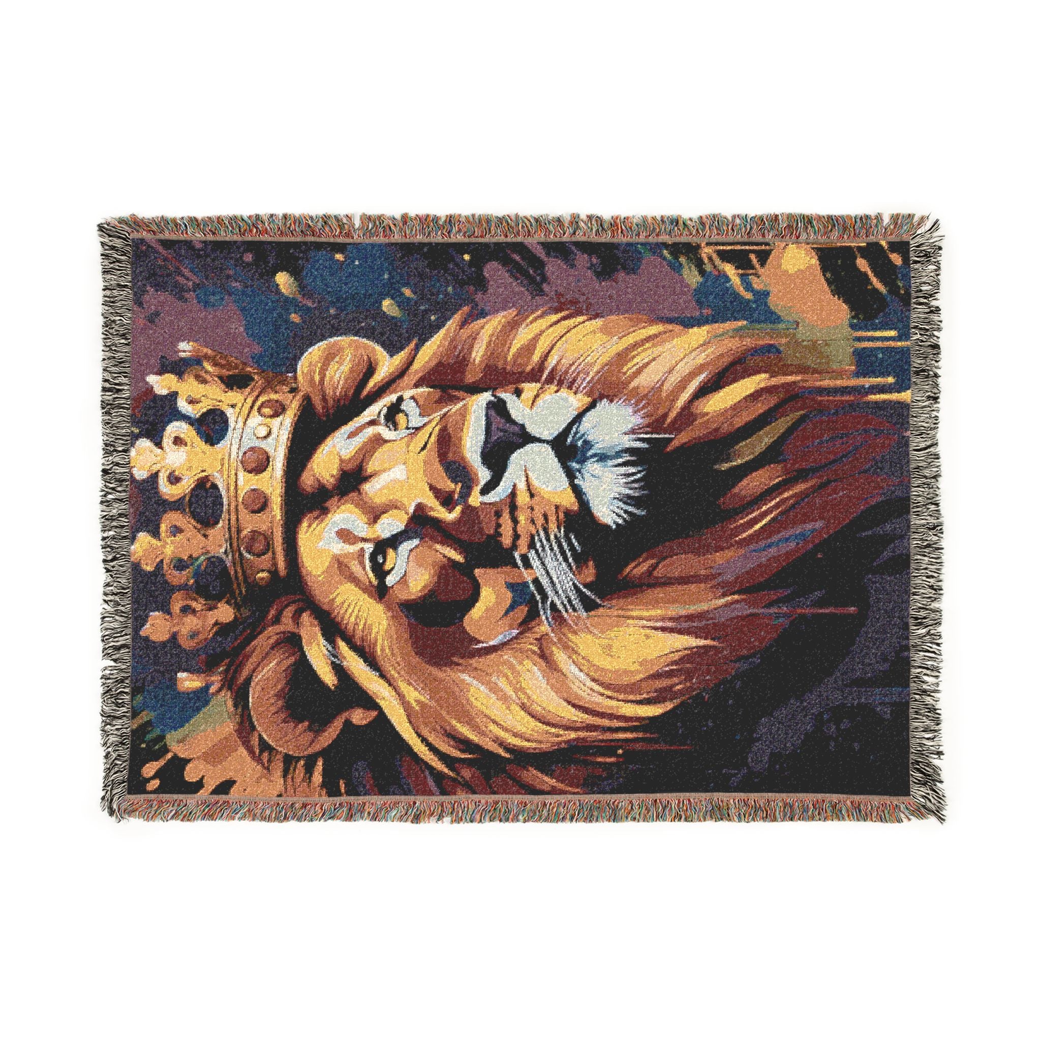 Royal Lion Woven Blanket — Regal Lion Throw for Living Room