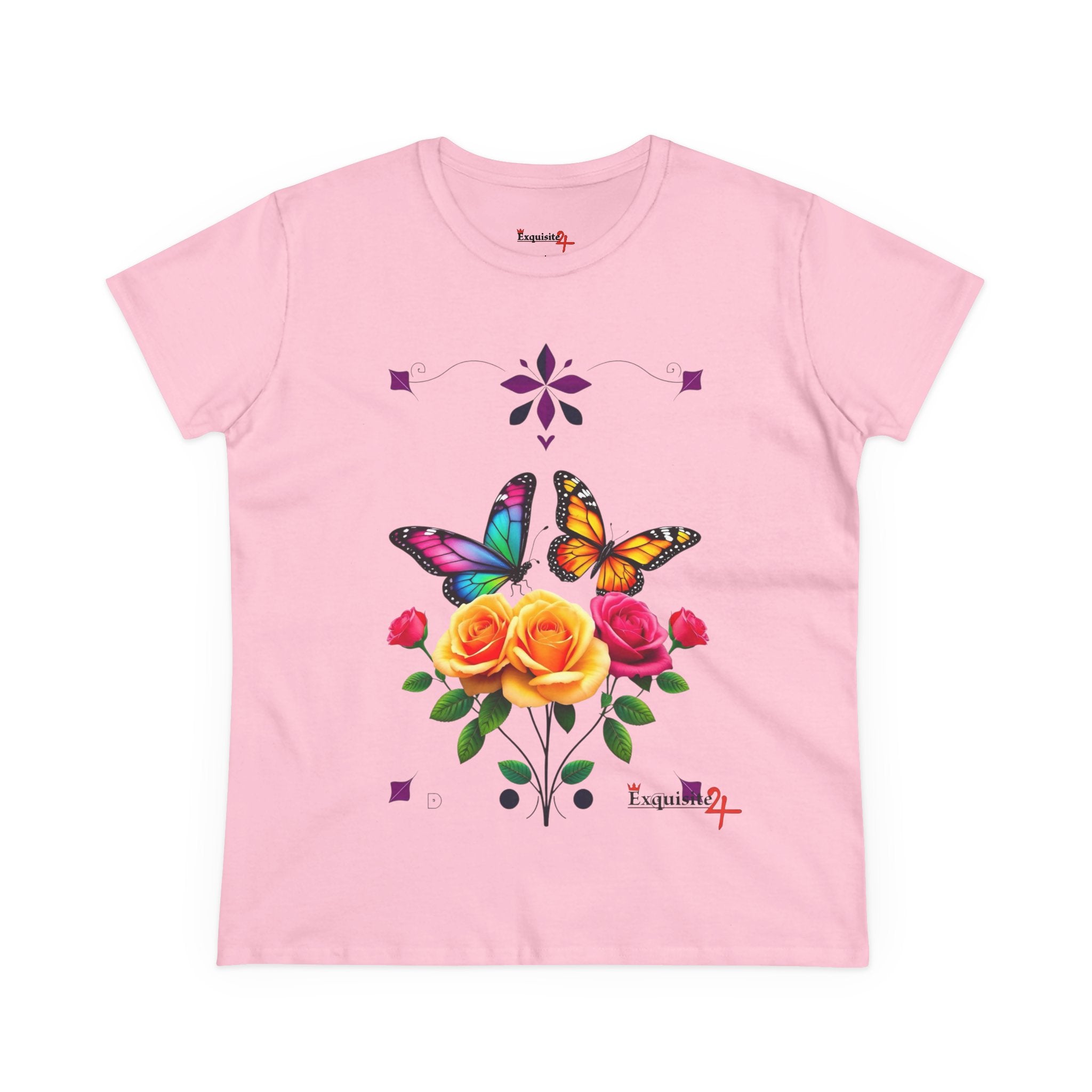 Butterfly Blossom with Purple Border Women's Graphic Tee